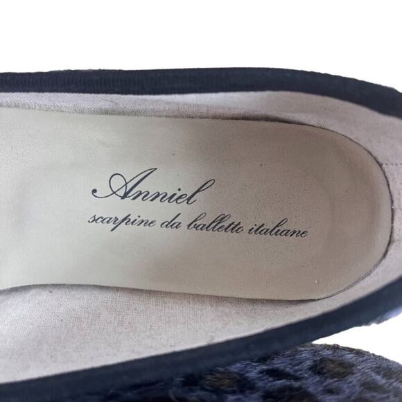 Anniel Flats Loafers Womens 6 Purple Animal Hair Leather Ballet Leopard Italy - Picture 4 of 13